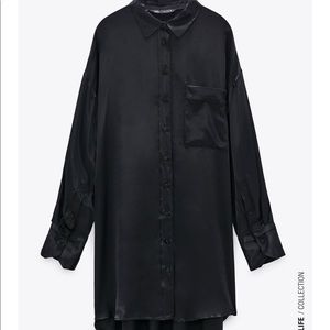 Zara Oversized Satin Effect Shirt